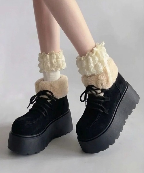 yuue' ( wear )(ユーイ)の「厚底ボアムートンブーツ(ブーツ・レディース・ブラウン/ベージュ/ブラック・23.5cm/24.5cm/23.0cm/24.0cm)」の1枚目の写真