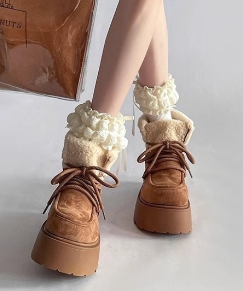 yuue' ( wear )(ユーイ)の「厚底ボアムートンブーツ(ブーツ・レディース・ブラウン/ベージュ/ブラック・23.5cm/24.5cm/23.0cm/24.0cm)」の14枚目の写真