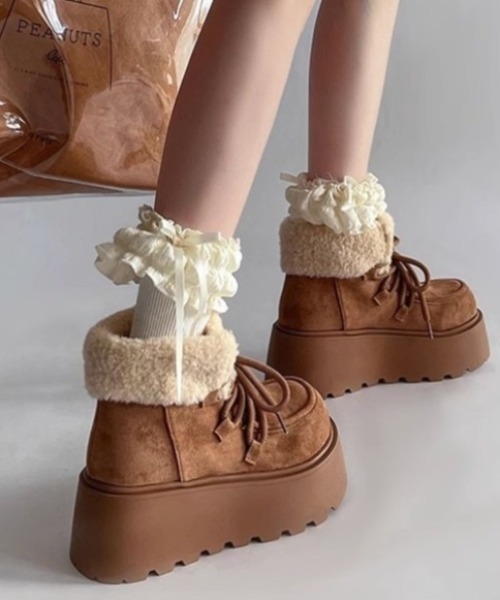 yuue' ( wear )(ユーイ)の「厚底ボアムートンブーツ(ブーツ・レディース・ブラウン/ベージュ/ブラック・23.5cm/24.5cm/23.0cm/24.0cm)」の15枚目の写真