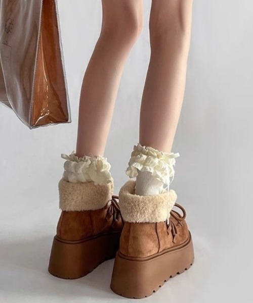 yuue' ( wear )(ユーイ)の「厚底ボアムートンブーツ(ブーツ・レディース・ブラウン/ベージュ/ブラック・23.5cm/24.5cm/23.0cm/24.0cm)」の16枚目の写真