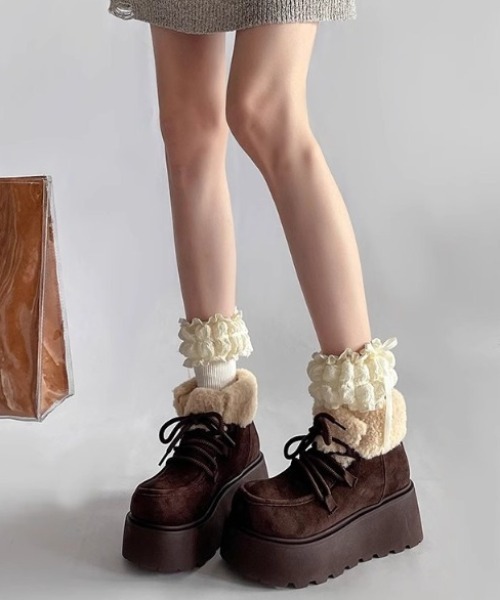 yuue' ( wear )(ユーイ)の「厚底ボアムートンブーツ(ブーツ・レディース・ブラウン/ベージュ/ブラック・23.5cm/24.5cm/23.0cm/24.0cm)」の22枚目の写真