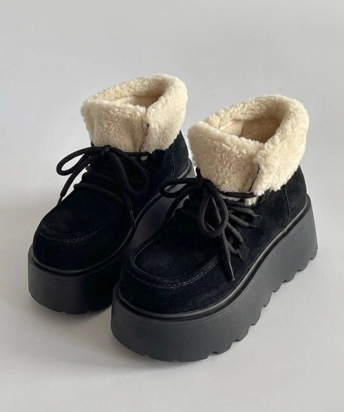 yuue' ( wear )(ユーイ)の「厚底ボアムートンブーツ(ブーツ・レディース・ブラウン/ベージュ/ブラック・23.5cm/24.5cm/23.0cm/24.0cm)」の12枚目の写真