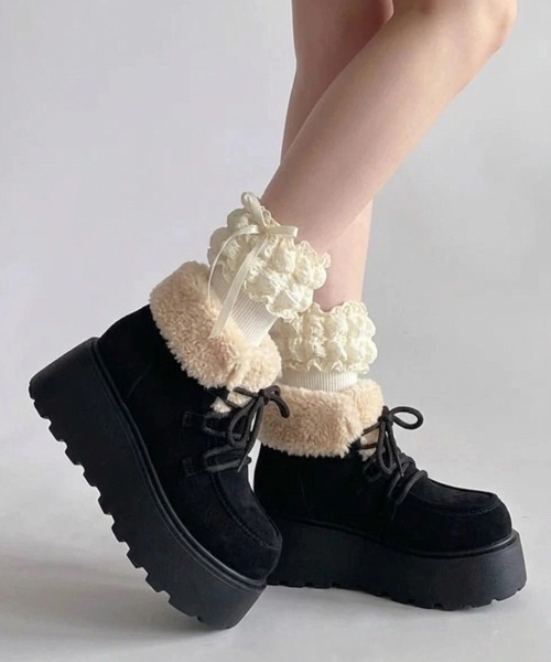 yuue' ( wear )(ユーイ)の「厚底ボアムートンブーツ(ブーツ・レディース・ブラウン/ベージュ/ブラック・23.5cm/24.5cm/23.0cm/24.0cm)」の6枚目の写真