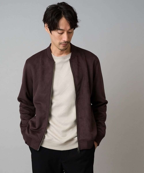 フェイクスエードリブブルゾン【イージーケア/ストレッチ/洗濯機で