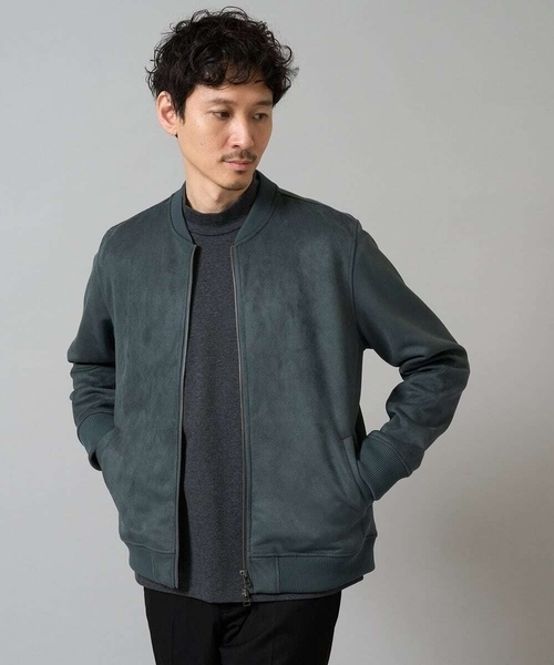 アー・ヴェ・ヴェ（a．v．v）/フェイクスエードリブブルゾン【イージーケア/ストレッチ/洗濯機で洗える】 フェイクスエードリブブルゾン【イージーケア/ストレッチ/洗濯機で