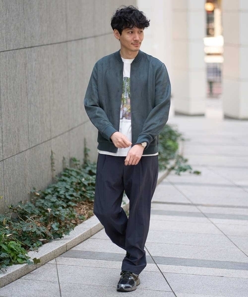 a.v.v（アーヴェヴェ）の「春の行楽におすすめ！フェイクスエードライトリブブルゾン【イージーケア/ストレッチ/洗濯機で洗える】（その他アウター・メンズ・チャコールグレー/グリーン/ブラウン・52/50/48/44/46）」の5枚目の写真