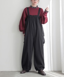 サロペット　オーバーオール　ichi ブラック サロペット プロエンザ スクーラー レザー サロペット 黒 オーバーオール 0 XS