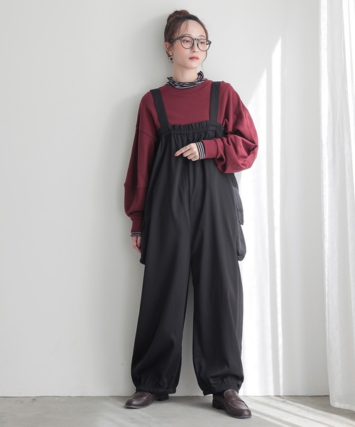 n'OrLABEL(ノアールレーベル)の「『ギャザーコクーンカーゴサロペット』(サロペット/オーバーオール・レディース・ブラック/ベージュ・2/1)」の10枚目の写真