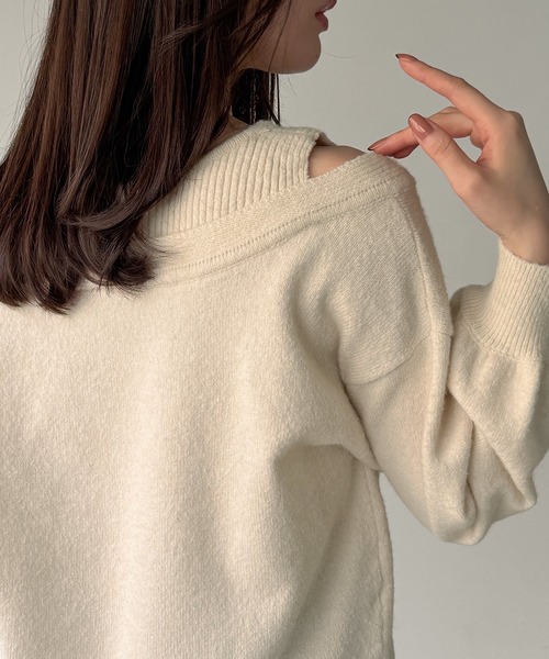 junoah(ジュノア)の「レイヤード風Vネックニット(薄手)(ニット/セーター・レディース・チャコール/ブラック/アイボリー・MEDIUM/LARGE)」の13枚目の写真