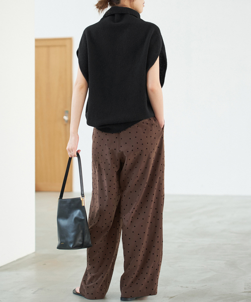 spick&amp;span ニットベスト　ブラック 片畦ホルダーネックニットベスト（ベスト）｜Spick & Span（スピック