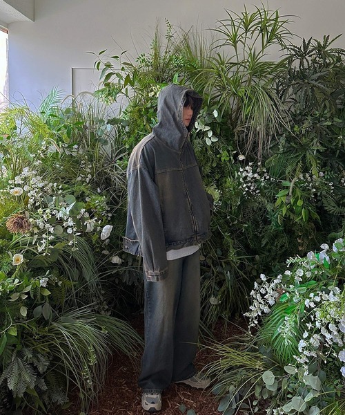 ASCLO(エジュクロ)の「【UNISEX】ASCLO/フードデニムジャケット(デニムジャケット・メンズ・ブルー/ブラック・FREE)」の12枚目の写真