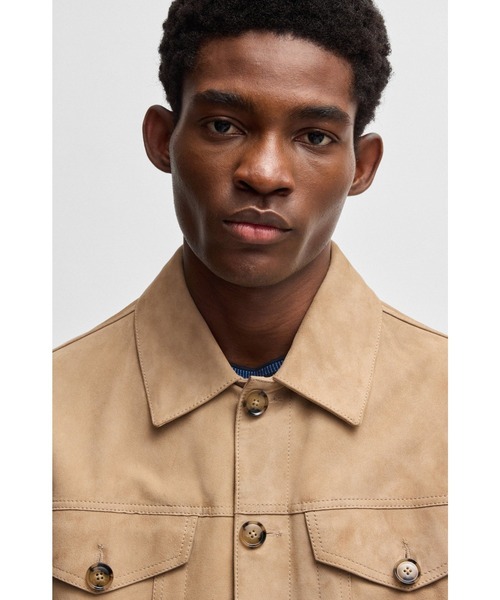 BOSS（ボス）の「レギュラーフィットジャケット スエード（その他アウター・メンズ・ブルー/ベージュ・52/54/50/48/46/56/44）」の3枚目の写真