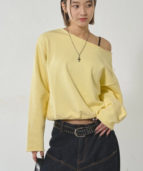 WHO'S WHO gallery(フーズフーギャラリー)の「【WEB限定】OFF-SHOULDER SWEAT(スウェット・レディース・ネイビー/チャコールグレー/ライトグレー/ブルー系その他/パープル/イエロー/サックスブルー/グレー・FREE)」の14枚目の写真