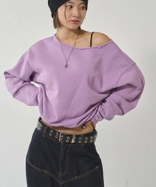 WHO'S WHO gallery(フーズフーギャラリー)の「【WEB限定】OFF-SHOULDER SWEAT(スウェット・レディース・ネイビー/チャコールグレー/ライトグレー/ブルー系その他/パープル/イエロー/サックスブルー/グレー・FREE)」の21枚目の写真