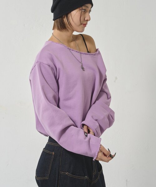 WHO'S WHO gallery(フーズフーギャラリー)の「【WEB限定】OFF-SHOULDER SWEAT(スウェット・レディース・ネイビー/チャコールグレー/ライトグレー/ブルー系その他/パープル/イエロー/サックスブルー/グレー・FREE)」の22枚目の写真