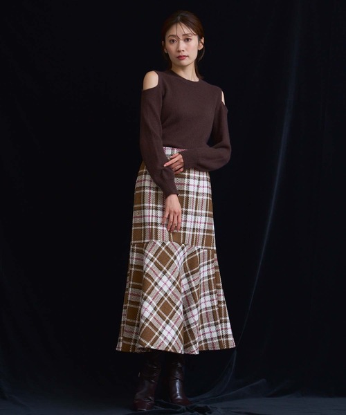 NOELA(ノエラ)の「チェックマーメイドスカート(スカート・レディース・キャメル/ブラック/グレー・S/M)」の17枚目の写真
