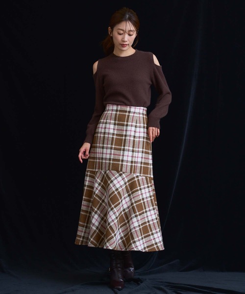 NOELA(ノエラ)の「チェックマーメイドスカート(スカート・レディース・キャメル/ブラック/グレー・S/M)」の13枚目の写真