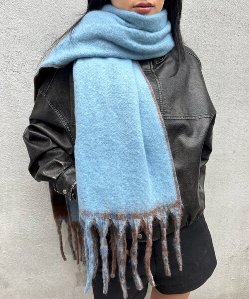 WHO'S WHO gallery(フーズフーギャラリー)の「SLOPPYリバーシブルチェックマフラー(マフラー・レディース・ブルー/ブラック/ブラウン・FREE)」の14枚目の写真