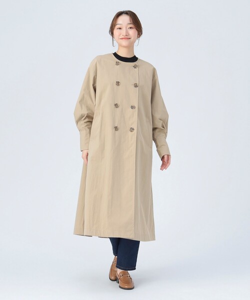 BEAMS HEART（ビームスハート）の「【ベストセラー】後ボタン ロングコート（ノーカラーコート・レディース・オリーブ/ネイビー/ベージュ・MEDIUM/SMALL）」の11枚目の写真