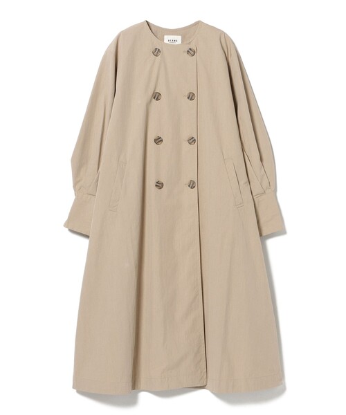 BEAMS HEART（ビームスハート）の「【ベストセラー】後ボタン ロングコート（ノーカラーコート・レディース・オリーブ/ネイビー/ベージュ・MEDIUM/SMALL）」の17枚目の写真