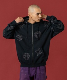 XLARGE | ALLOVER EMBROIDERY ZIP UP HOODED SWEATSHIRT(パーカー)