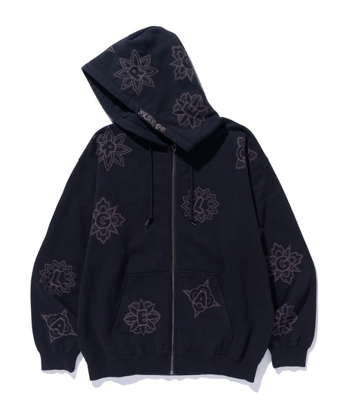XLARGE（エクストララージ）の「ALLOVER EMBROIDERY ZIP UP HOODED