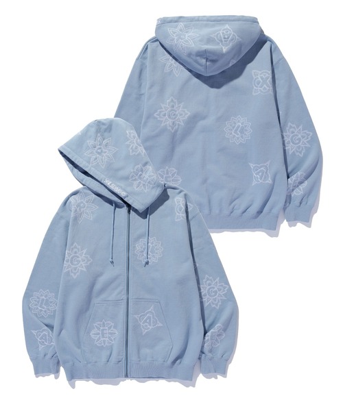 XLARGE（エクストララージ）の「ALLOVER EMBROIDERY ZIP UP HOODED SWEATSHIRT（パーカー・メンズ・ライトブルー/ブラック/ブラウン・L/M/S/XL）」の12枚目の写真