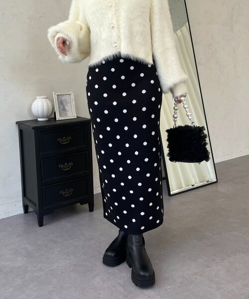 prose verse（プロズヴェール）の「ドットジャガードニットスカート（スカート・レディース・ブラック系その他・MEDIUM/LARGE/PM/PL/TM/TL）」の2枚目の写真