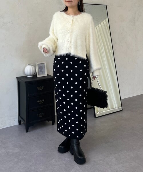 prose verse（プロズヴェール）の「ドットジャガードニットスカート（スカート・レディース・ブラック系その他・MEDIUM/LARGE/PM/PL/TM/TL）」の8枚目の写真