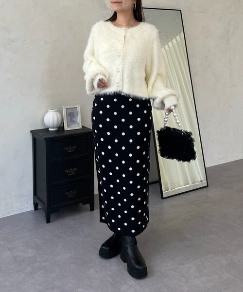 prose verse（プロズヴェール）の「ドットジャガードニットスカート（スカート・レディース・ブラック系その他・MEDIUM/LARGE/PM/PL/TM/TL）」の6枚目の写真