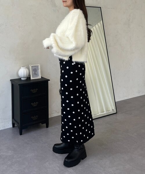 prose verse（プロズヴェール）の「ドットジャガードニットスカート（スカート・レディース・ブラック系その他・MEDIUM/LARGE/PM/PL/TM/TL）」の10枚目の写真