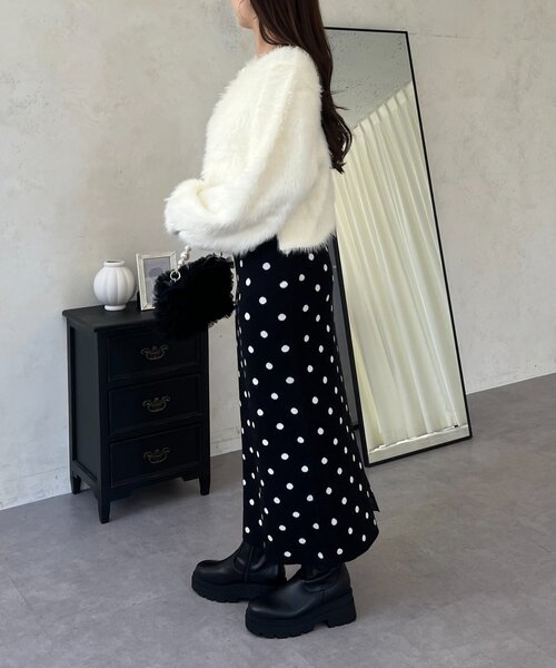 prose verse（プロズヴェール）の「ドットジャガードニットスカート（スカート・レディース・ブラック系その他・MEDIUM/LARGE/PM/PL/TM/TL）」の5枚目の写真