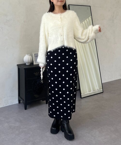 prose verse（プロズヴェール）の「ドットジャガードニットスカート（スカート・レディース・ブラック系その他・MEDIUM/LARGE/PM/PL/TM/TL）」の9枚目の写真
