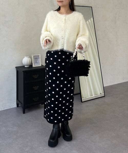 prose verse（プロズヴェール）の「ドットジャガードニットスカート（スカート・レディース・ブラック系その他・MEDIUM/LARGE/PM/PL/TM/TL）」の7枚目の写真