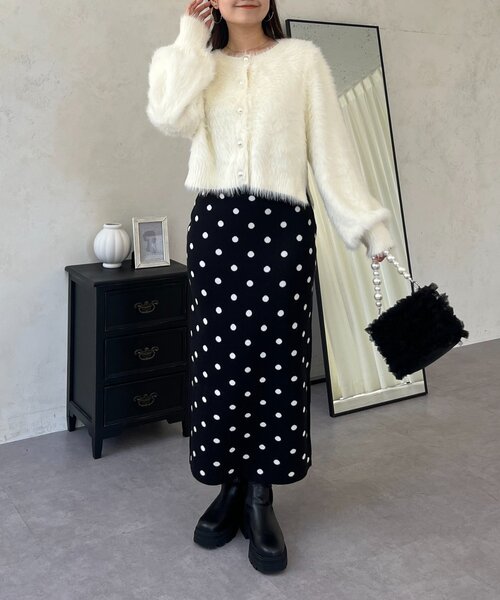 prose verse（プロズヴェール）の「ドットジャガードニットスカート（スカート・レディース・ブラック系その他・MEDIUM/LARGE/PM/PL/TM/TL）」の12枚目の写真