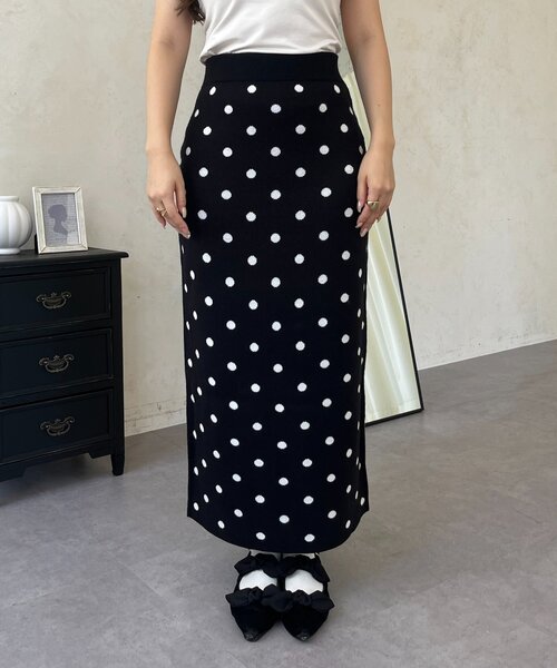 prose verse（プロズヴェール）の「ドットジャガードニットスカート（スカート・レディース・ブラック系その他・MEDIUM/LARGE/PM/PL/TM/TL）」の15枚目の写真