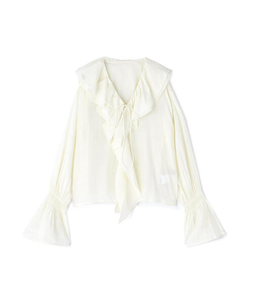 FREE'S MART（フリーズマート）の「ダブルラッフルフリルブラウス（シャツ/ブラウス・レディース・ホワイト系その他/ブルー/ホワイト・FREE）」の4枚目の写真