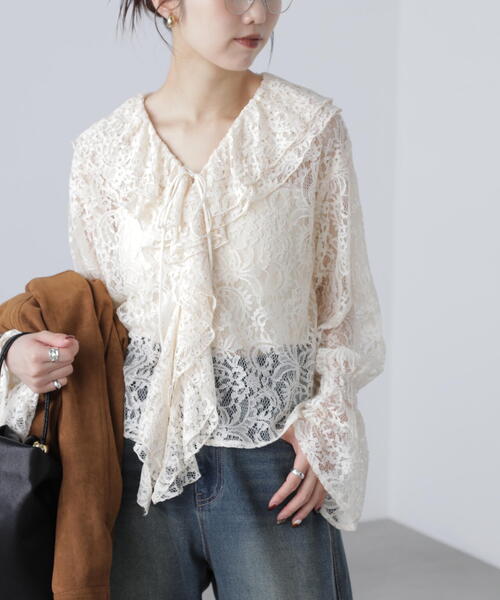 FREE'S MART（フリーズマート）の「ダブルラッフルフリルブラウス（シャツ/ブラウス・レディース・ホワイト系その他/ブルー/ホワイト・FREE）」の22枚目の写真