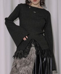 Ezick（エジック）の「lace-trimmed rib knit ヘムレースリブニット（ニット/セーター）」