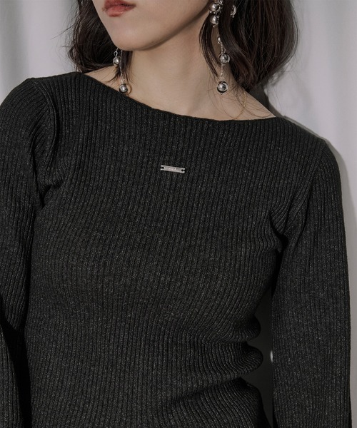 Ezick（エジック）の「lace-trimmed rib knit ヘムレースリブニット（ニット/セーター・レディース・ボルドー/ブラック/アイボリー/ライトブルー・FREE）」の7枚目の写真