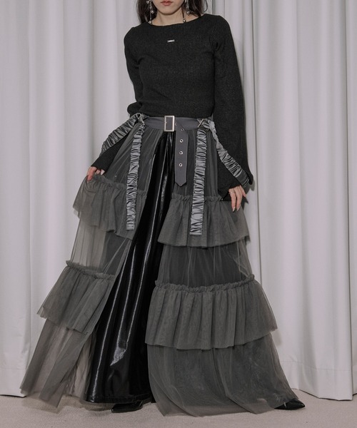 Ezick（エジック）の「lace-trimmed rib knit ヘムレースリブニット（ニット/セーター・レディース・ボルドー/ブラック/アイボリー/ライトブルー・FREE）」の22枚目の写真