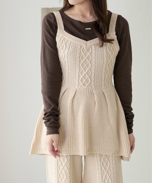 apres jour clair(アプレジュールクレア)の「【apres jour clair】【セットアップ可能】ケーブルニットビスチェ(ニット/セーター・レディース・ベージュ/ブラウン系その他/アイボリー・フリー/X-LARGE)」の16枚目の写真