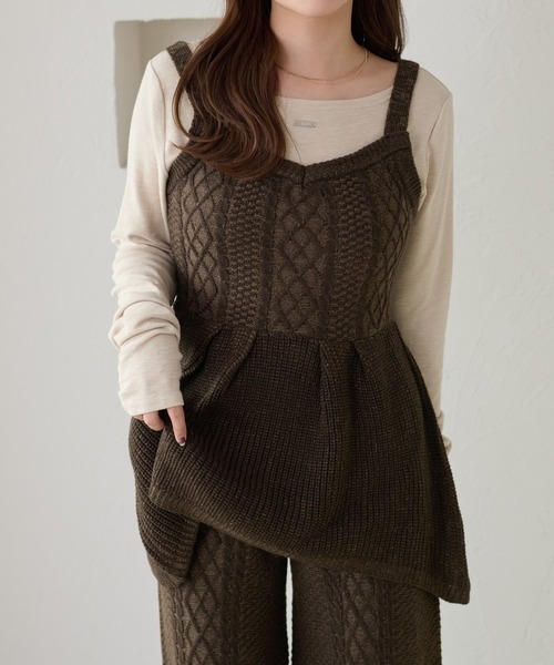 apres jour clair(アプレジュールクレア)の「【apres jour clair】【セットアップ可能】ケーブルニットビスチェ(ニット/セーター・レディース・ベージュ/ブラウン系その他/アイボリー・フリー/X-LARGE)」の5枚目の写真