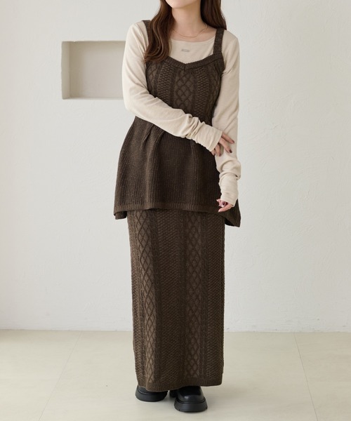 apres jour clair(アプレジュールクレア)の「【apres jour clair】【セットアップ可能】ケーブルニットビスチェ(ニット/セーター・レディース・ベージュ/ブラウン系その他/アイボリー・フリー/X-LARGE)」の13枚目の写真