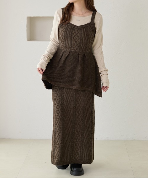 apres jour clair(アプレジュールクレア)の「【apres jour clair】【セットアップ可能】ケーブルニットビスチェ(ニット/セーター・レディース・ベージュ/ブラウン系その他/アイボリー・フリー/X-LARGE)」の14枚目の写真