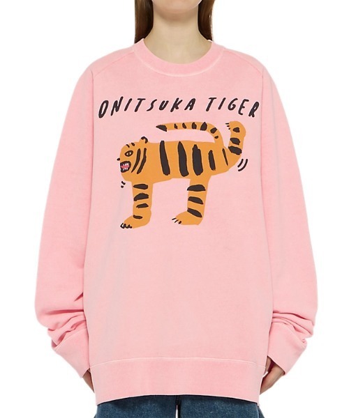 Onitsuka Tiger（オニツカタイガー）の「WASHED SWEAT TOP/ ウォッシュドスウェットトップ（スウェット・レディース・ピンク/グレー・XS/M/L/XL/S）」の4枚目の写真