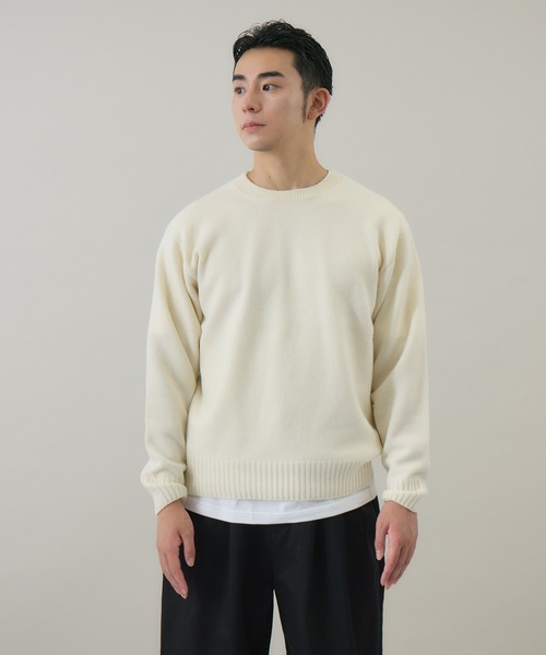 セール】【kuros'オリジナル】ウールカシミヤ クルーネックプル