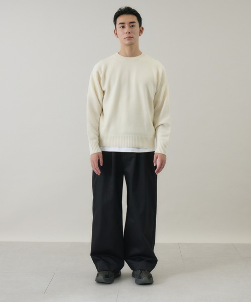 セール】【kuros'オリジナル】ウールカシミヤ クルーネックプル