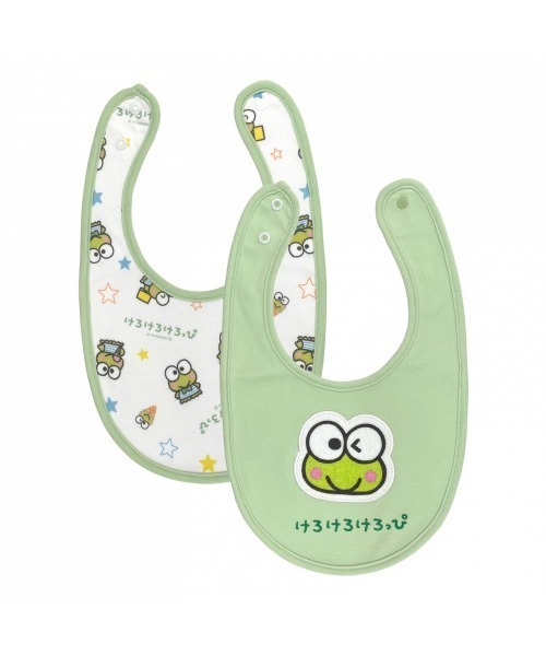 sanrio(サンリオ)の「SANRIO サンリオ アップリケ付きスタイ2枚組(スタイ/よだれかけ・キッズ・グリーン/ブルー/イエロー/ピンク系その他・FREE)」の1枚目の写真