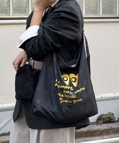 grace grace （グラスグラス）の「【grace grace/グラスグラス】ハートアイサブバッグ（エコバッグ/サブバッグ・レディース・ピンク系その他/ブルー系その他/ブラック系その他・FREE）」の2枚目の写真